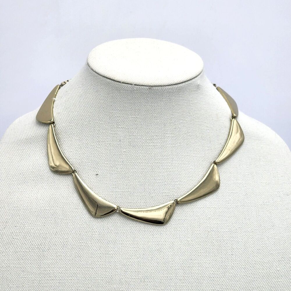 BaubleBar Vintage Scalloped Edge Geometric Collar Statement Necklace 20" Gold